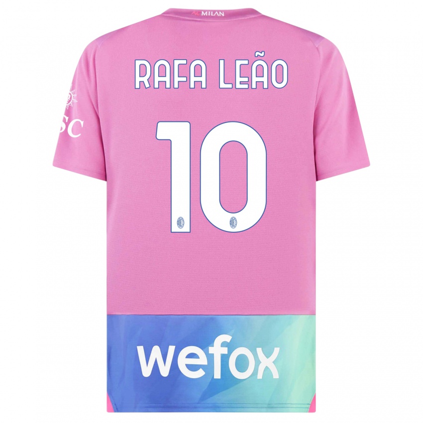 Herren Rafael Leao #10 Pink Lila Ausweichtrikot Trikot 2023/24 T-Shirt Österreich