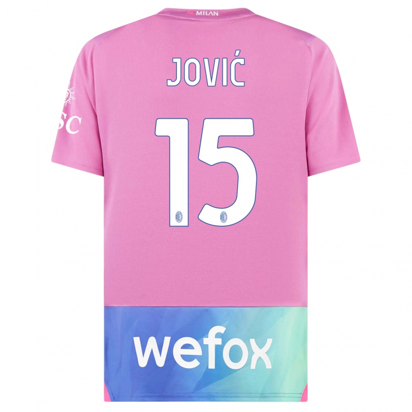 Herren Luka Jovic #15 Pink Lila Ausweichtrikot Trikot 2023/24 T-Shirt Österreich