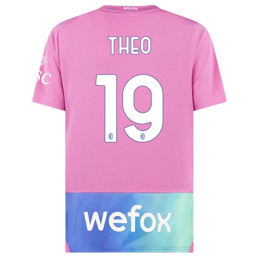 Herren Theo Hernandez #19 Pink Lila Ausweichtrikot Trikot 2023/24 T-Shirt Österreich