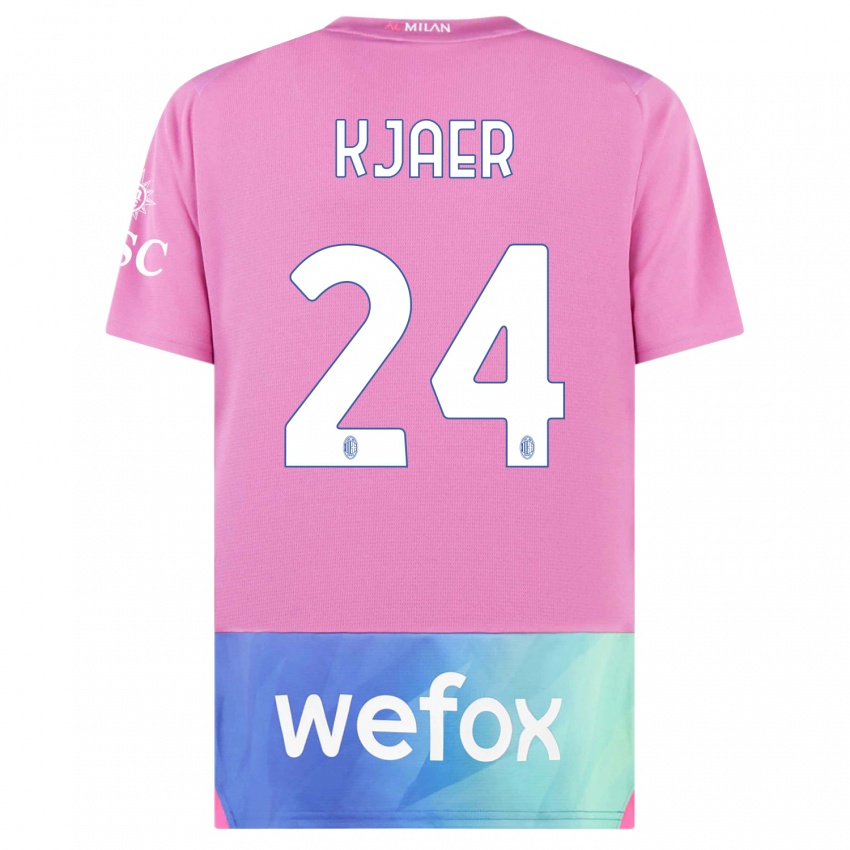 Herren Simon Kjaer #24 Pink Lila Ausweichtrikot Trikot 2023/24 T-Shirt Österreich