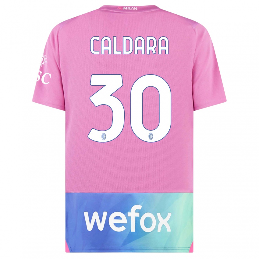 Herren Mattia Caldara #30 Pink Lila Ausweichtrikot Trikot 2023/24 T-Shirt Österreich