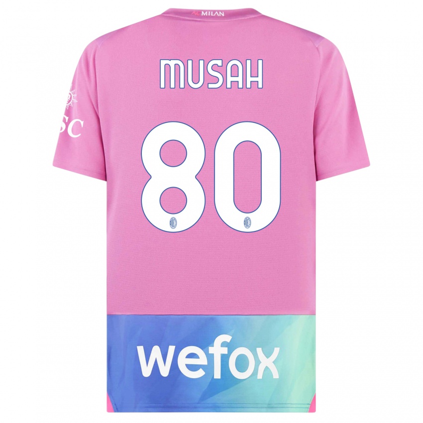Herren Yunus Musah #80 Pink Lila Ausweichtrikot Trikot 2023/24 T-Shirt Österreich