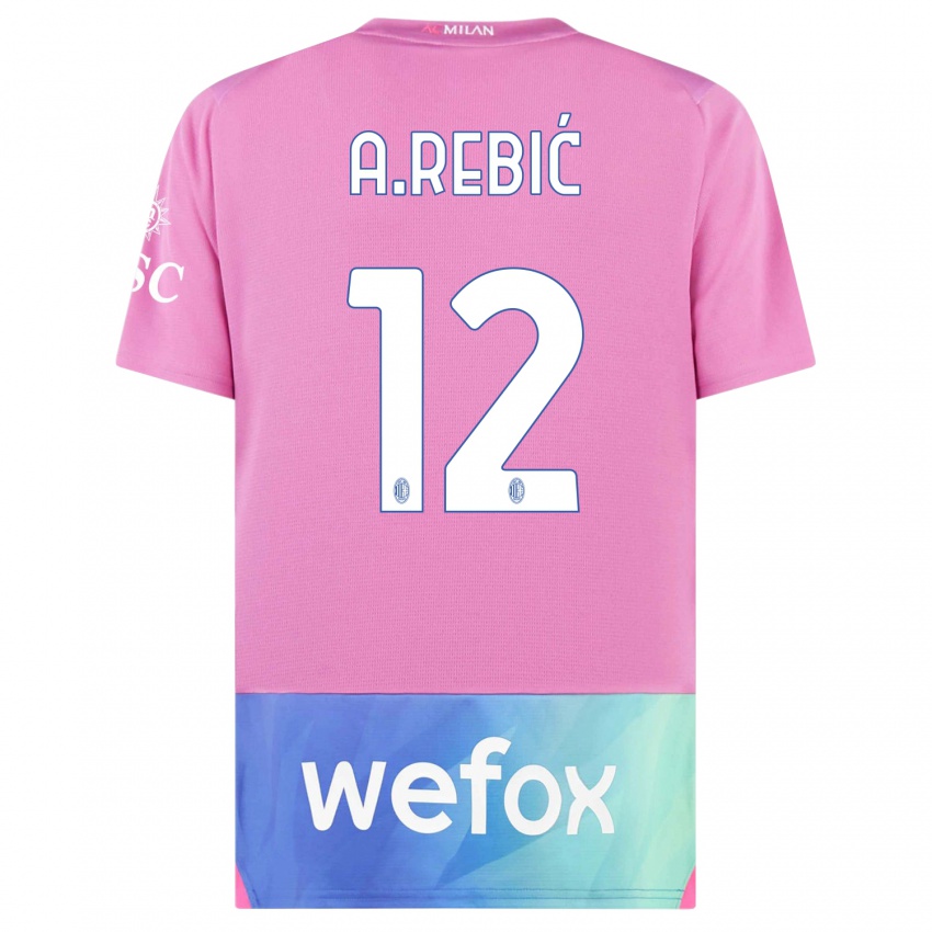 Herren Ante Rebic #12 Pink Lila Ausweichtrikot Trikot 2023/24 T-Shirt Österreich