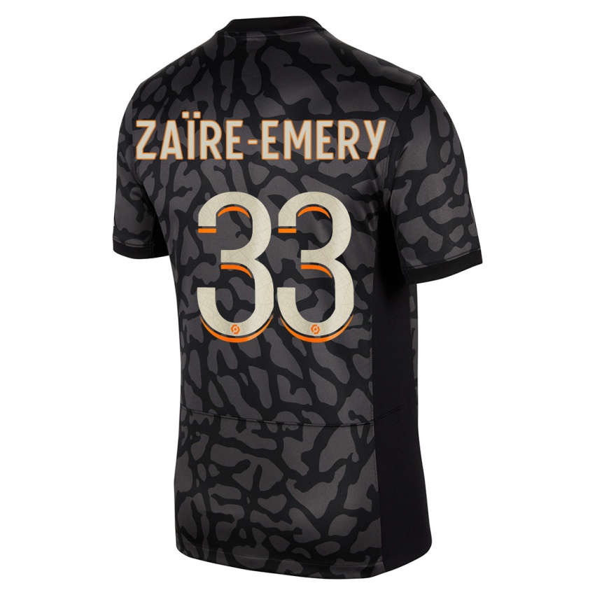 Herren Warren Zaire Emery #33 Schwarz Ausweichtrikot Trikot 2023/24 T-Shirt Österreich