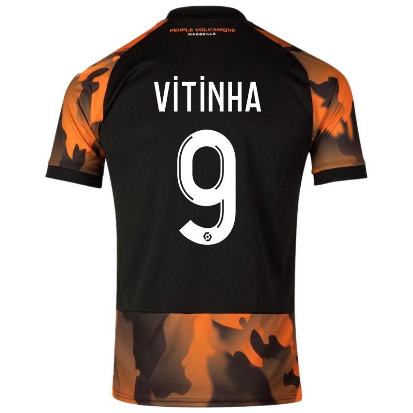 Herren Vitinha #9 Schwarzorange Ausweichtrikot Trikot 2023/24 T-Shirt Österreich
