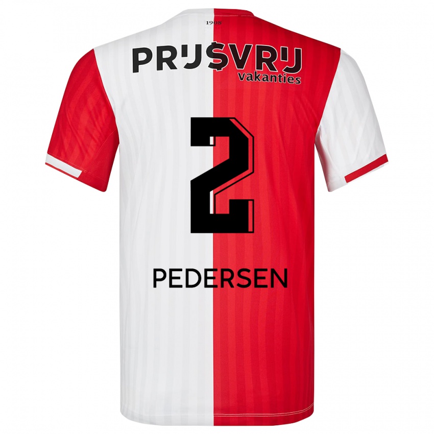 Damen Marcus Pedersen #2 Rot-Weiss Heimtrikot Trikot 2023/24 T-Shirt Österreich