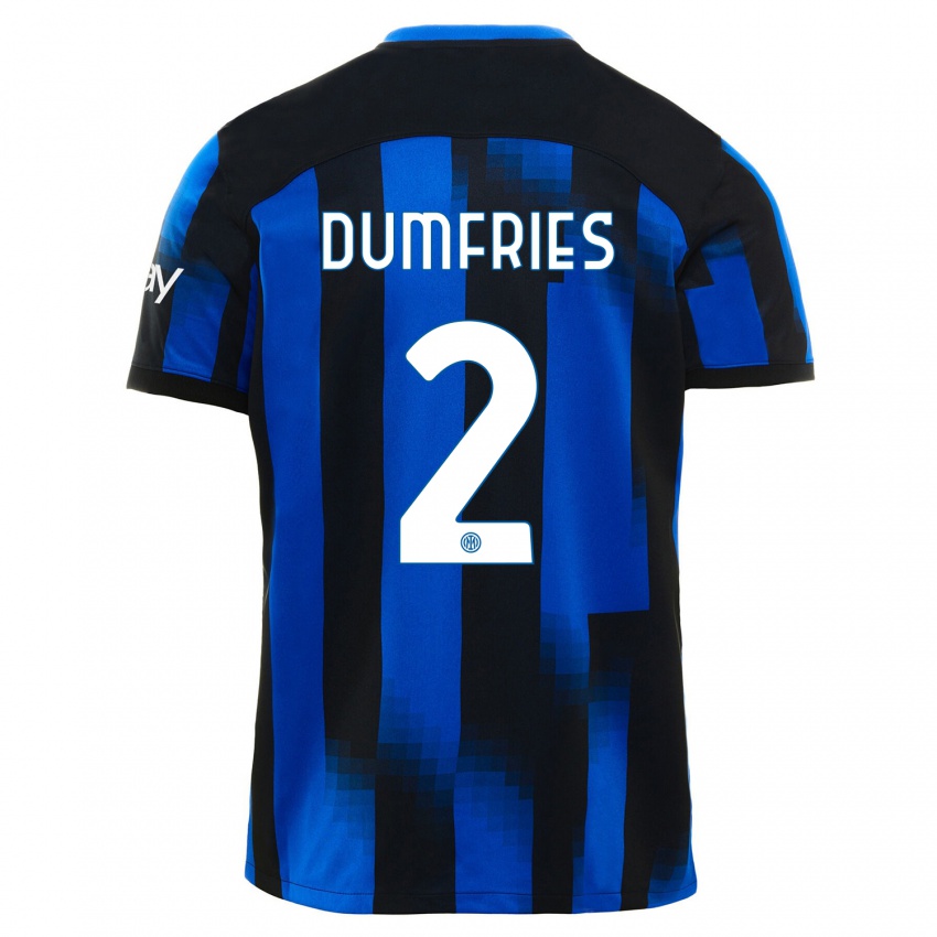 Damen Denzel Dumfries #2 Schwarz Blau Heimtrikot Trikot 2023/24 T-Shirt Österreich