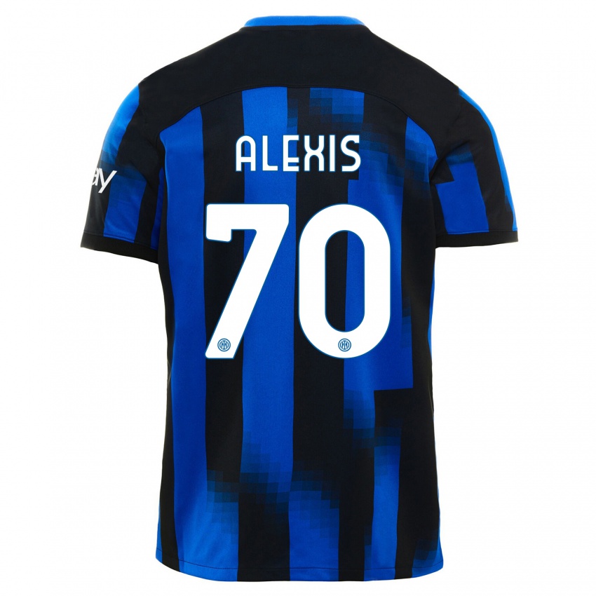 Damen Alexis Sanchez #70 Schwarz Blau Heimtrikot Trikot 2023/24 T-Shirt Österreich