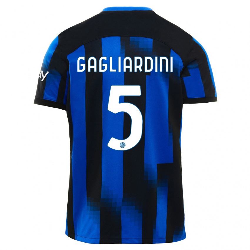 Damen Roberto Gagliardini #5 Schwarz Blau Heimtrikot Trikot 2023/24 T-Shirt Österreich