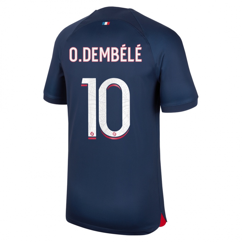 Damen Ousmane Dembele #10 Blau Rot Heimtrikot Trikot 2023/24 T-Shirt Österreich