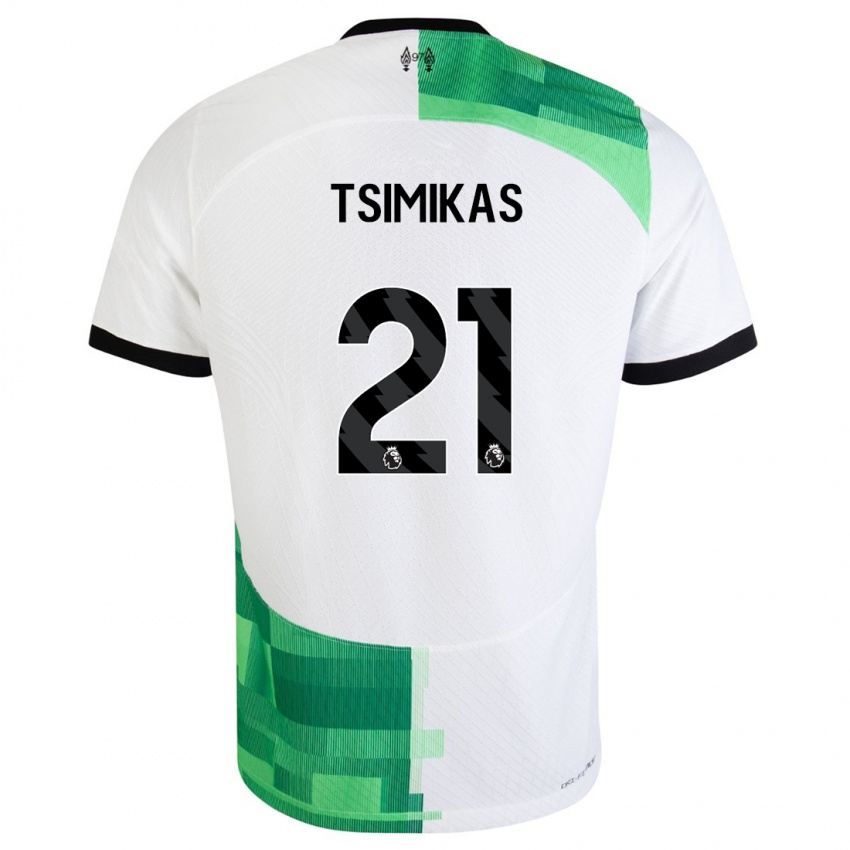 Damen Konstantinos Tsimikas #21 Weiß Grün Auswärtstrikot Trikot 2023/24 T-Shirt Österreich