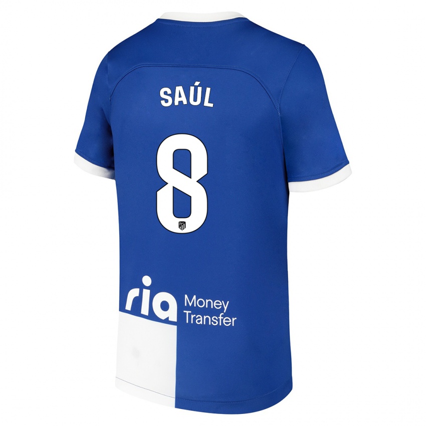 Damen Saul Niguez #8 Blau Weiss Auswärtstrikot Trikot 2023/24 T-Shirt Österreich