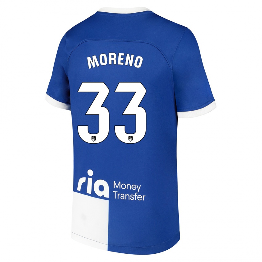 Damen Alberto Moreno #33 Blau Weiss Auswärtstrikot Trikot 2023/24 T-Shirt Österreich