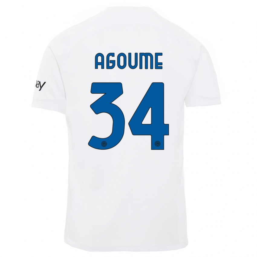 Damen Lucien Agoume #34 Weiß Auswärtstrikot Trikot 2023/24 T-Shirt Österreich