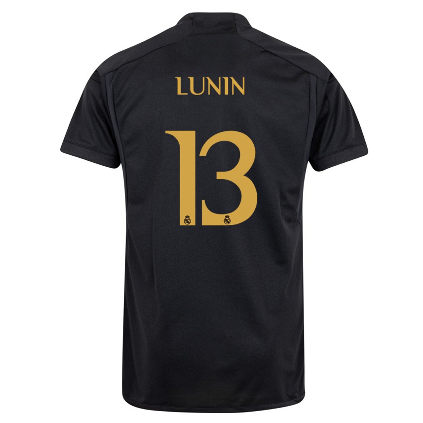 Damen Andriy Lunin #13 Schwarz Ausweichtrikot Trikot 2023/24 T-Shirt Österreich
