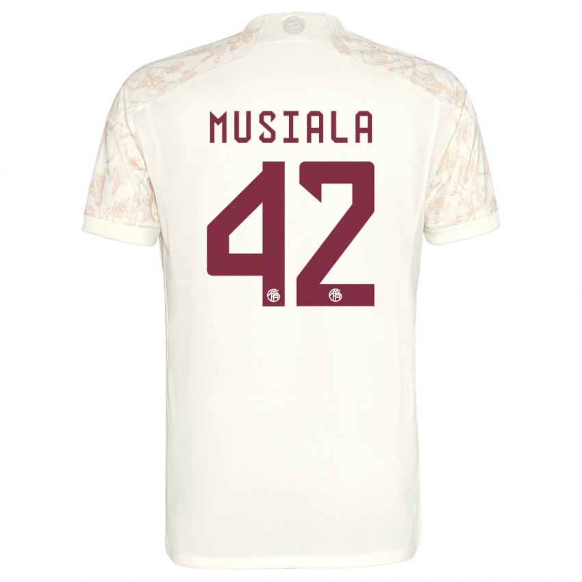 Damen Jamal Musiala #42 Cremefarben Ausweichtrikot Trikot 2023/24 T-Shirt Österreich