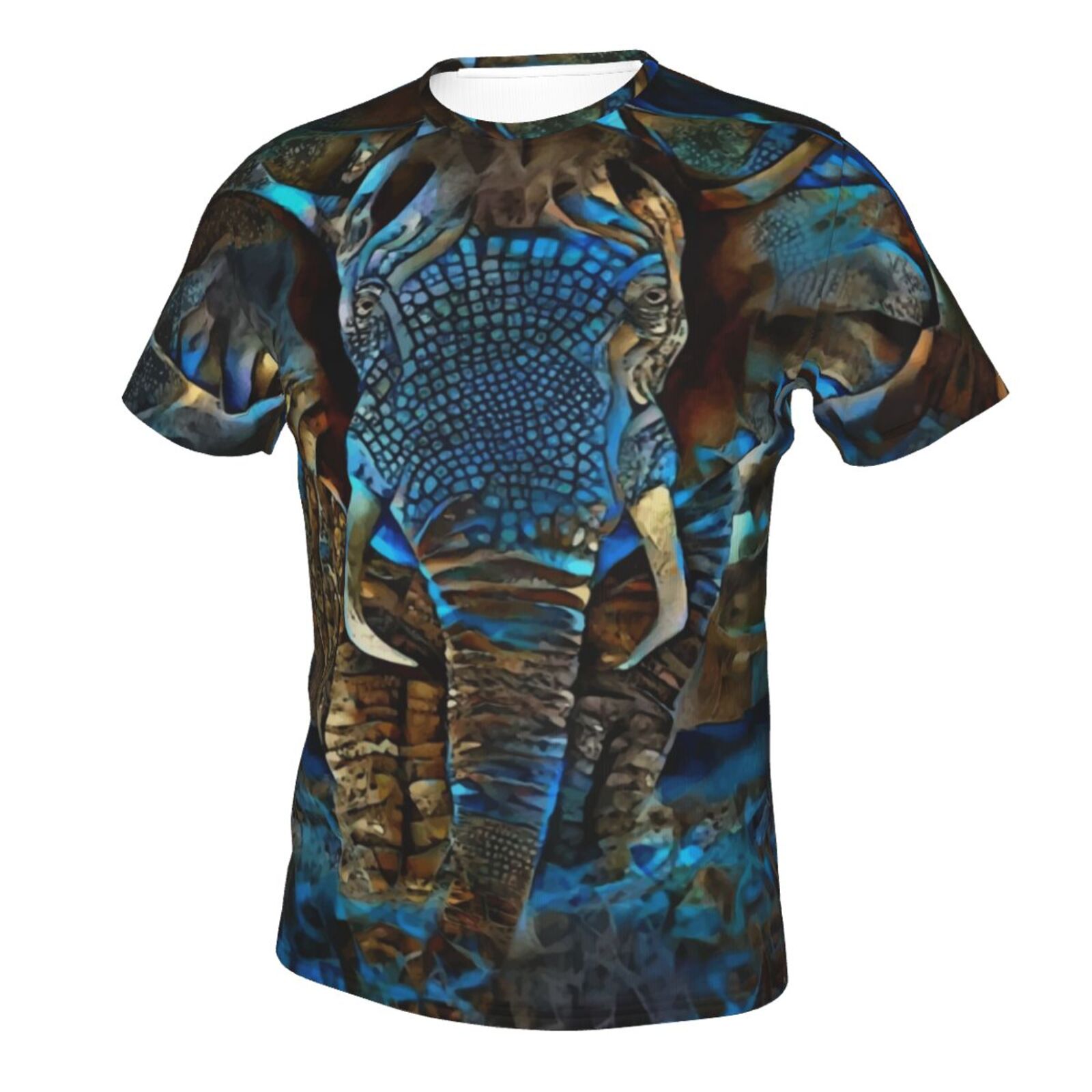 Elefant Braun Blau Medien Mischen Elemente Klassisch Österreich T-shirt
